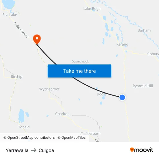 Yarrawalla to Culgoa map