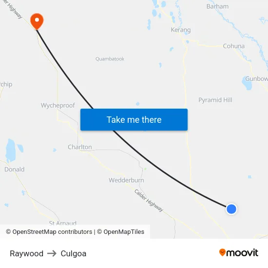 Raywood to Culgoa map