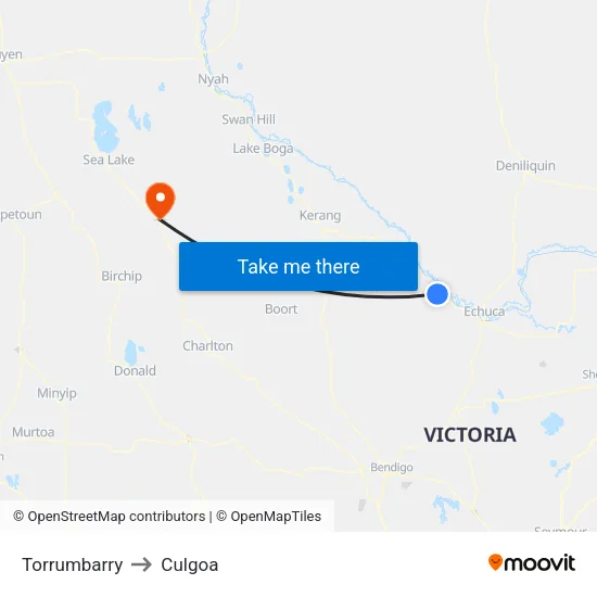 Torrumbarry to Culgoa map