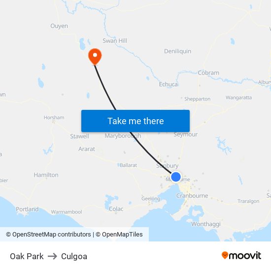 Oak Park to Culgoa map