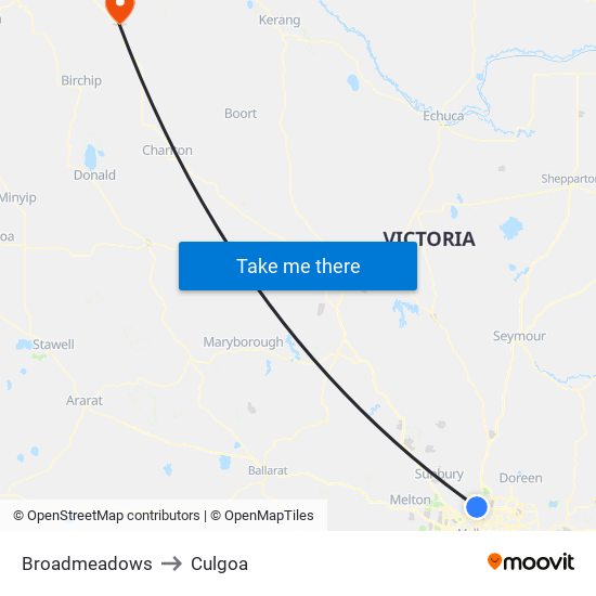 Broadmeadows to Culgoa map