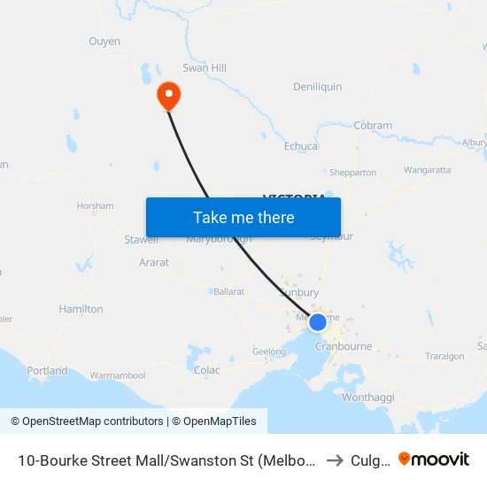 10-Bourke Street Mall/Swanston St (Melbourne City) to Culgoa map