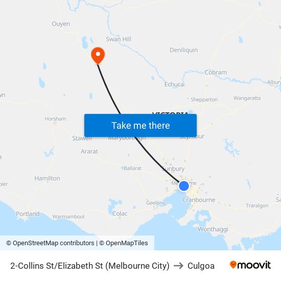 2-Collins St/Elizabeth St (Melbourne City) to Culgoa map