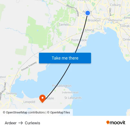 Ardeer to Curlewis map