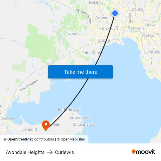 Avondale Heights to Curlewis map