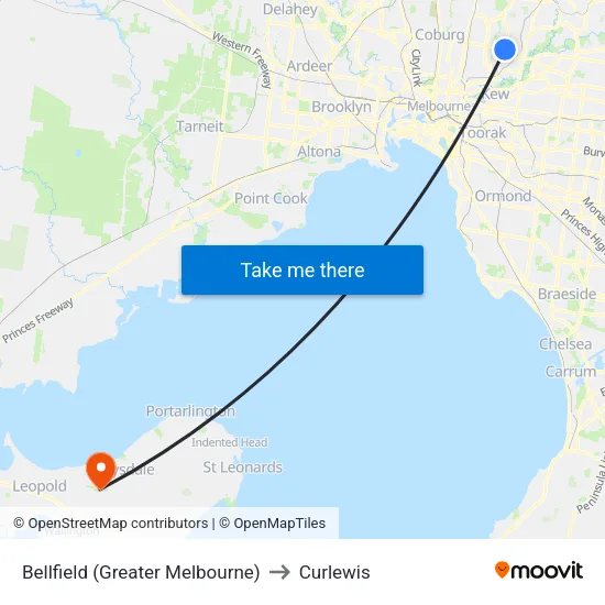 Bellfield (Greater Melbourne) to Curlewis map