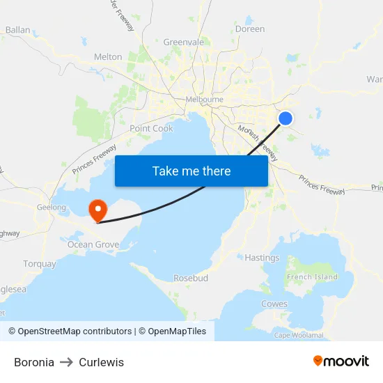 Boronia to Curlewis map