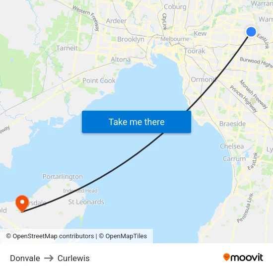 Donvale to Curlewis map