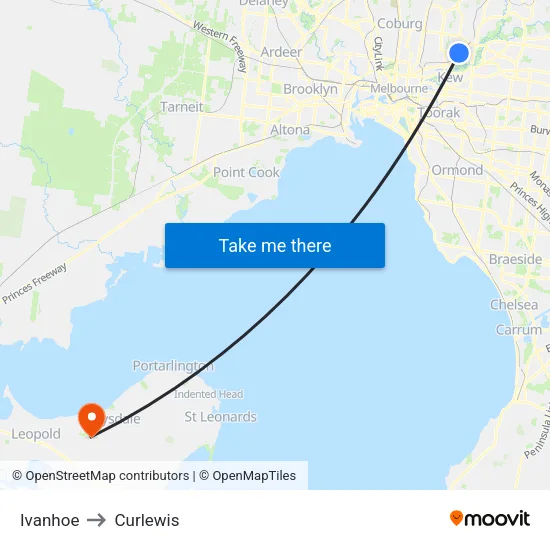 Ivanhoe to Curlewis map
