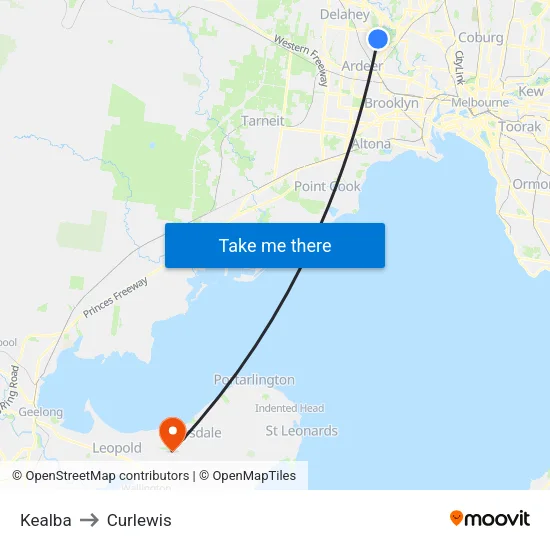 Kealba to Curlewis map