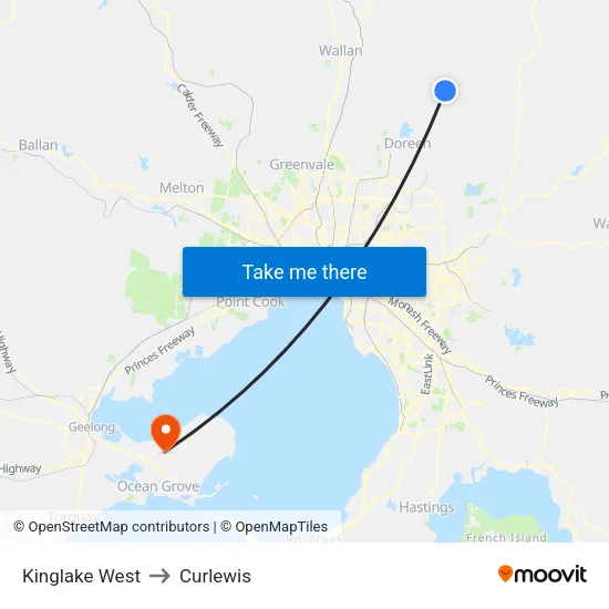Kinglake West to Curlewis map