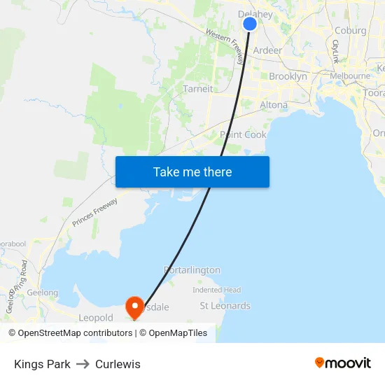 Kings Park to Curlewis map