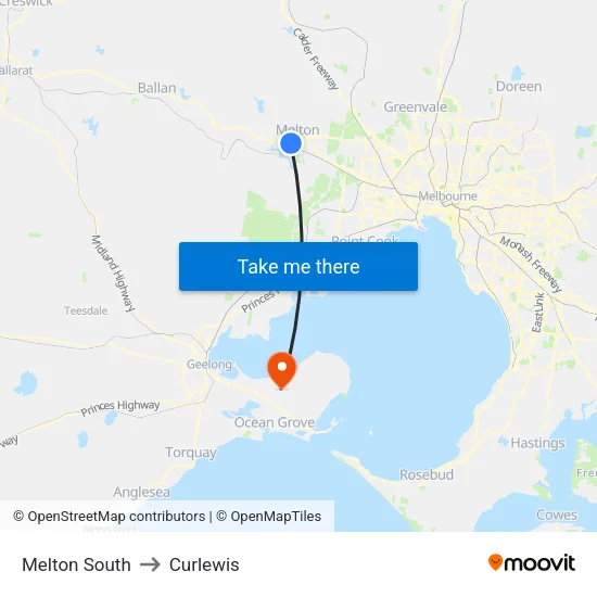 Melton South to Curlewis map