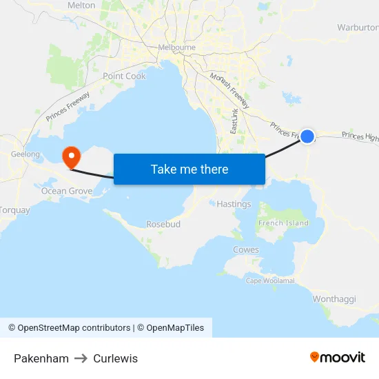 Pakenham to Curlewis map