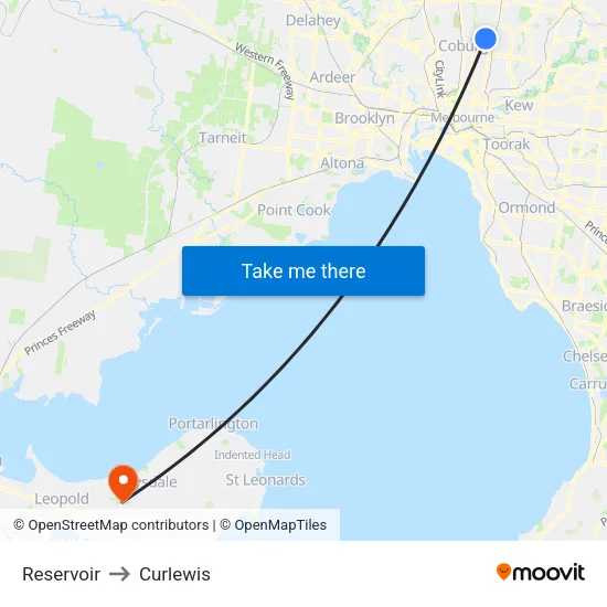 Reservoir to Curlewis map