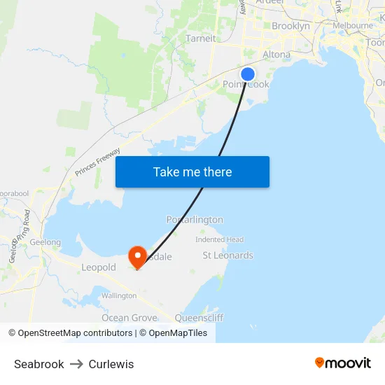 Seabrook to Curlewis map