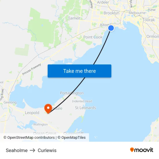 Seaholme to Curlewis map