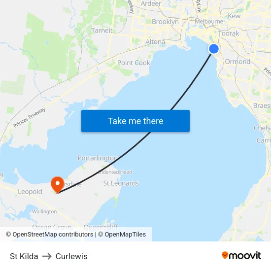St Kilda to Curlewis map