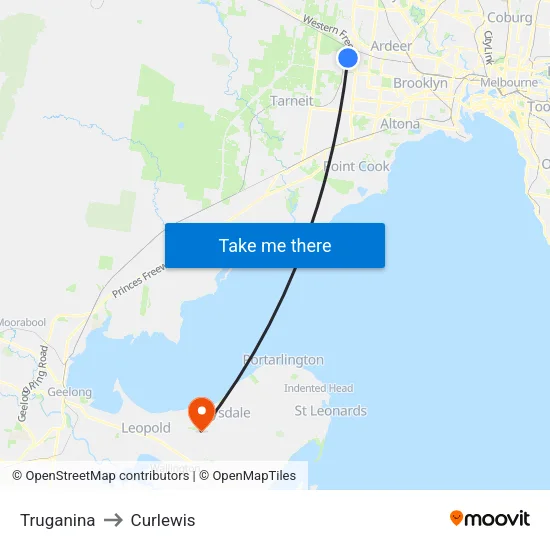Truganina to Curlewis map