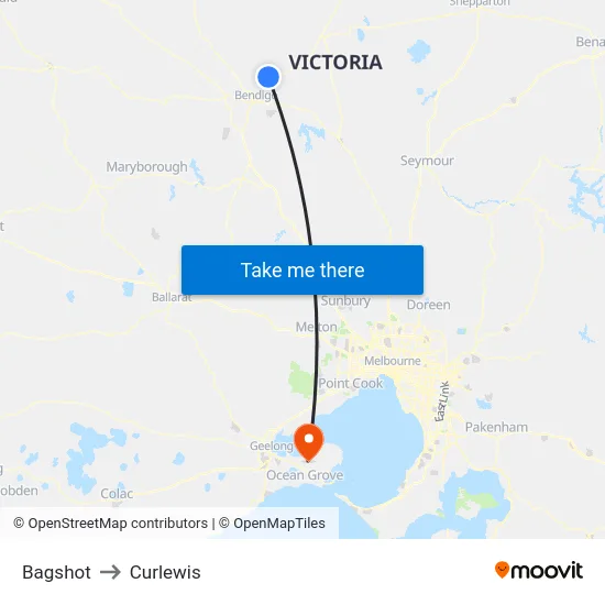Bagshot to Curlewis map