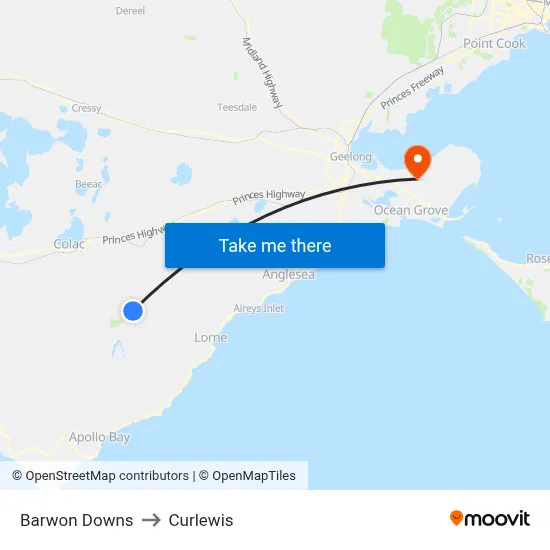 Barwon Downs to Curlewis map