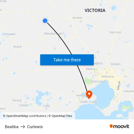 Bealiba to Curlewis map