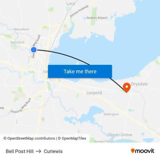 Bell Post Hill to Curlewis map