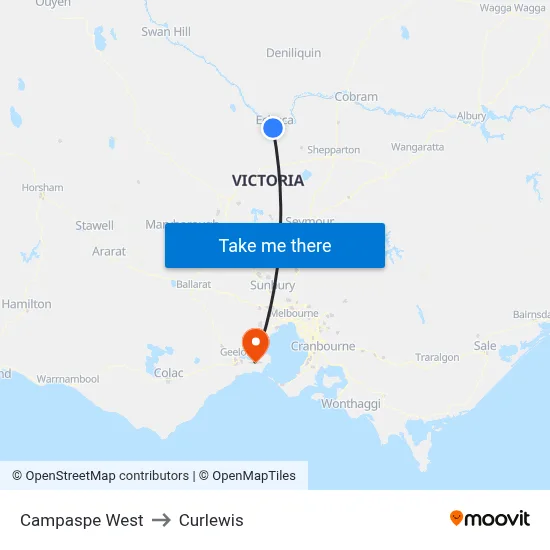Campaspe West to Curlewis map