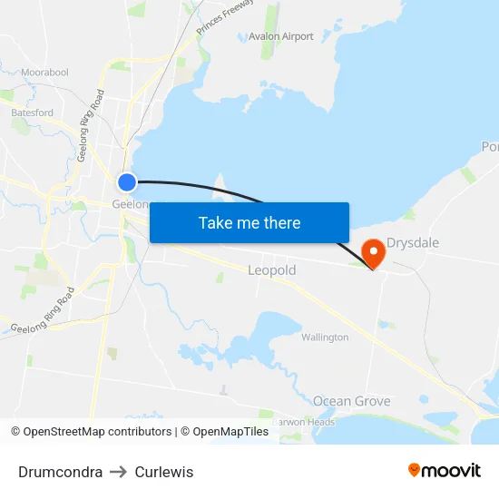 Drumcondra to Curlewis map