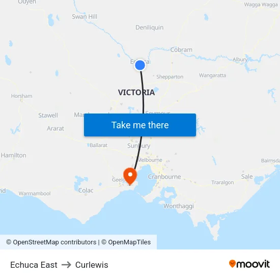 Echuca East to Curlewis map