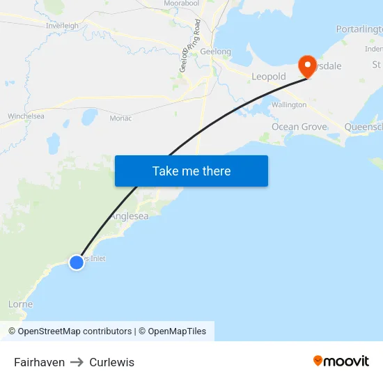 Fairhaven to Curlewis map