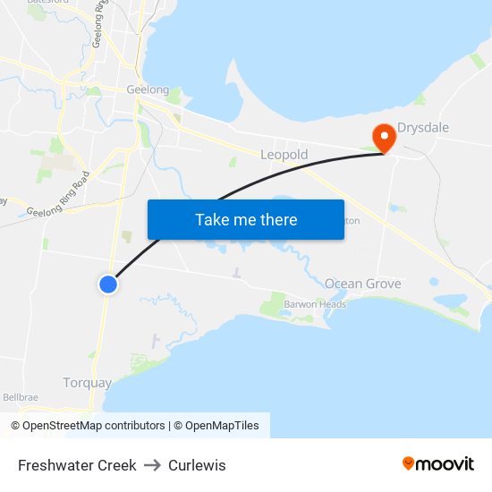 Freshwater Creek to Curlewis map