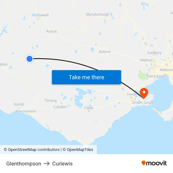 Glenthompson to Curlewis map