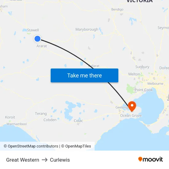 Great Western to Curlewis map