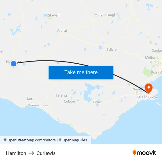 Hamilton to Curlewis map