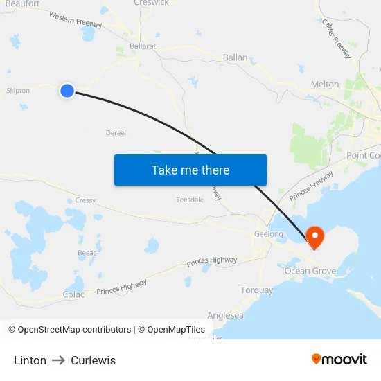 Linton to Curlewis map