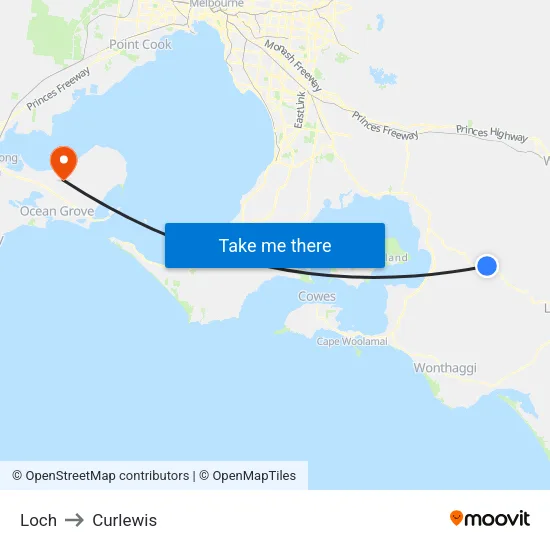 Loch to Curlewis map