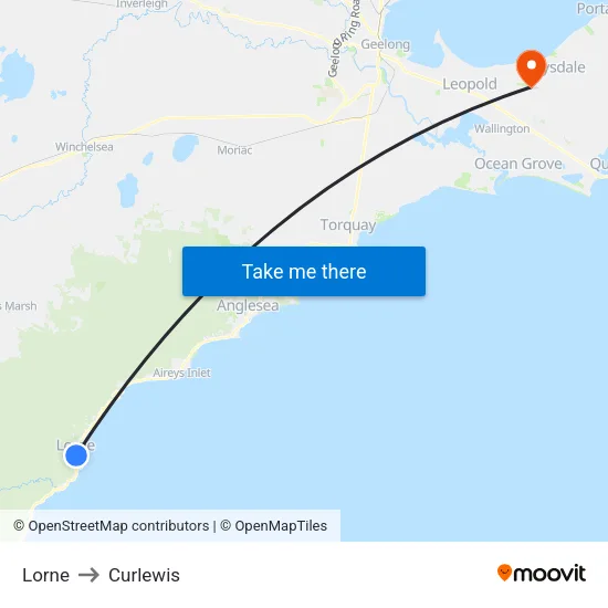 Lorne to Curlewis map