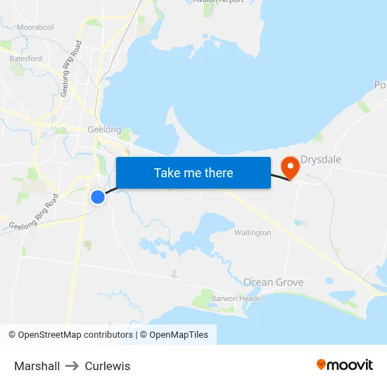 Marshall to Curlewis map