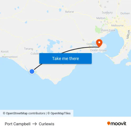 Port Campbell to Curlewis map
