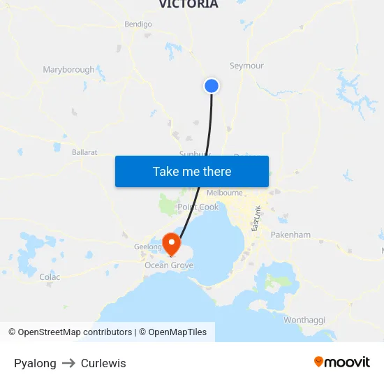 Pyalong to Curlewis map