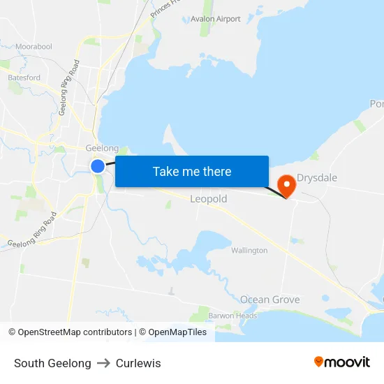 South Geelong to Curlewis map