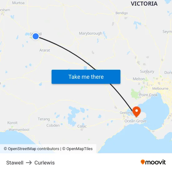 Stawell to Curlewis map