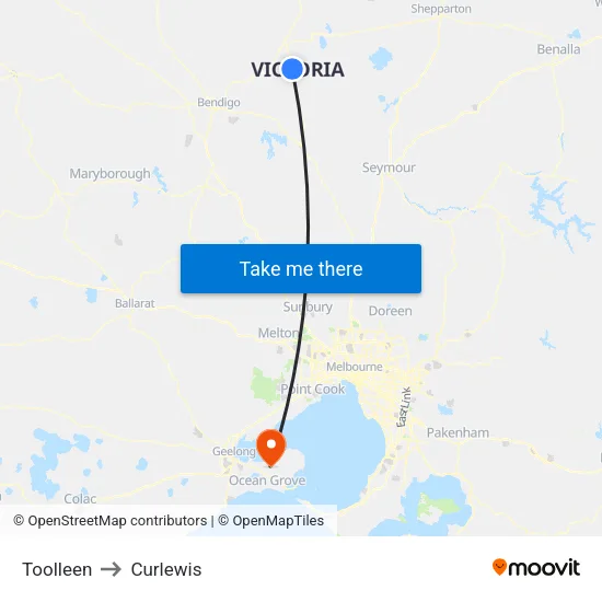 Toolleen to Curlewis map