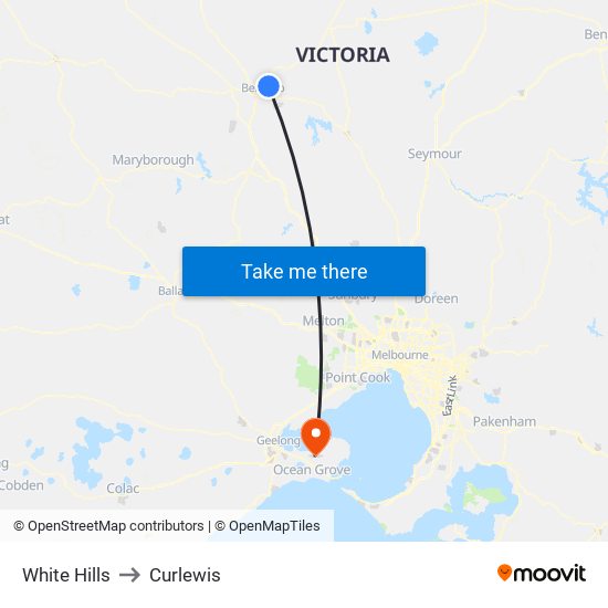 White Hills to Curlewis map