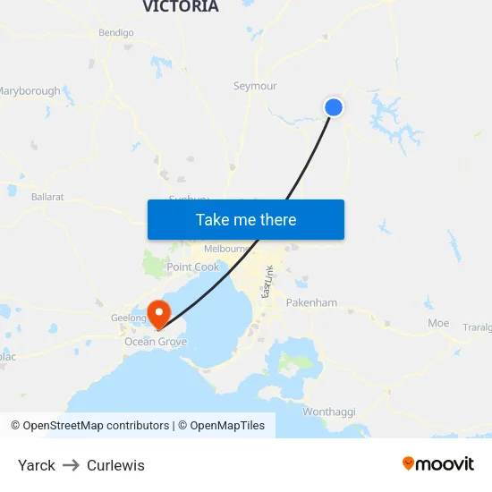 Yarck to Curlewis map