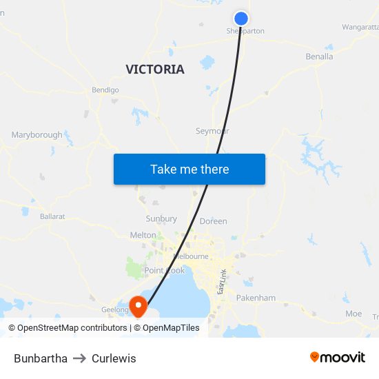 Bunbartha to Curlewis map