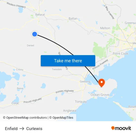 Enfield to Curlewis map