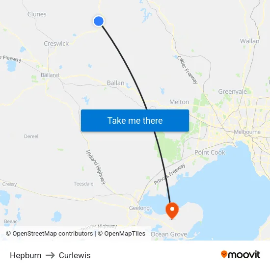 Hepburn to Curlewis map