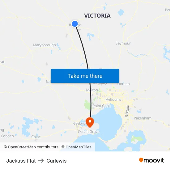 Jackass Flat to Curlewis map